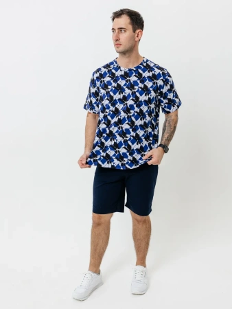 Футболка мужская оверсайз ФК678 куб индиго